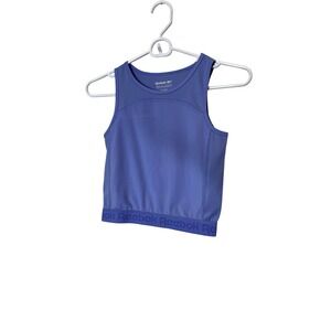 Reebok Tank Top Girls 10 Purple Cropped Athletic Training Tagless Logo